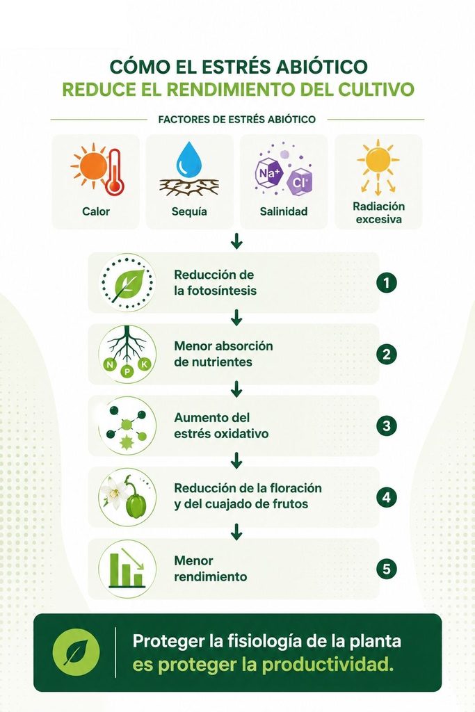 cómo el estrés abiótico reduce el rendimiento del cultivo